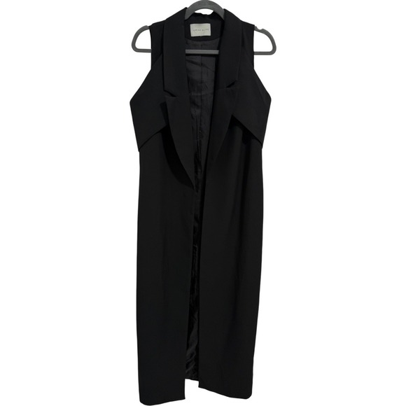 Lavish Alice Black Sleeveless Duster Vest XS Longline Open Front Blazer Dress - Picture 1 of 5